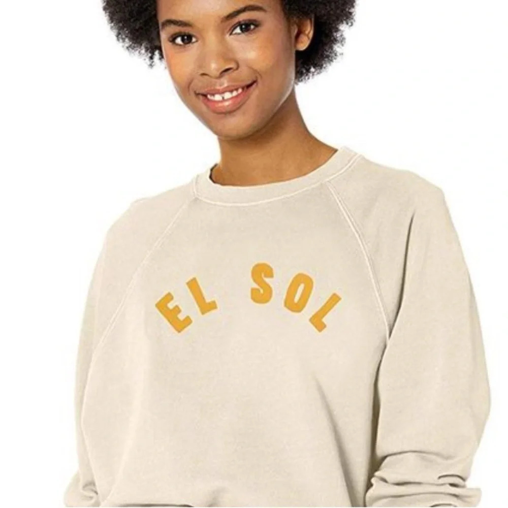 Billabong Cream "El Sol" Graphic Sweatshirt with Mustard Text